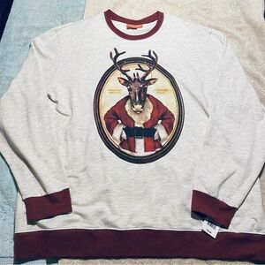 Holiday Christmas Ugly Sweater Deer Naughty Nice size 2XL Big Fleece Sweatshirt